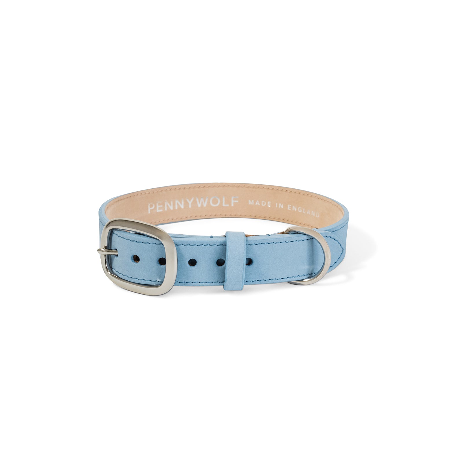 Light blue leather dog collar hotsell