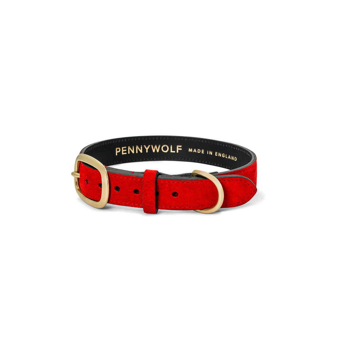 Red/Black Leather Dog Collar