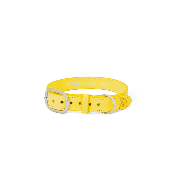 Yellow Leather Dog Collar