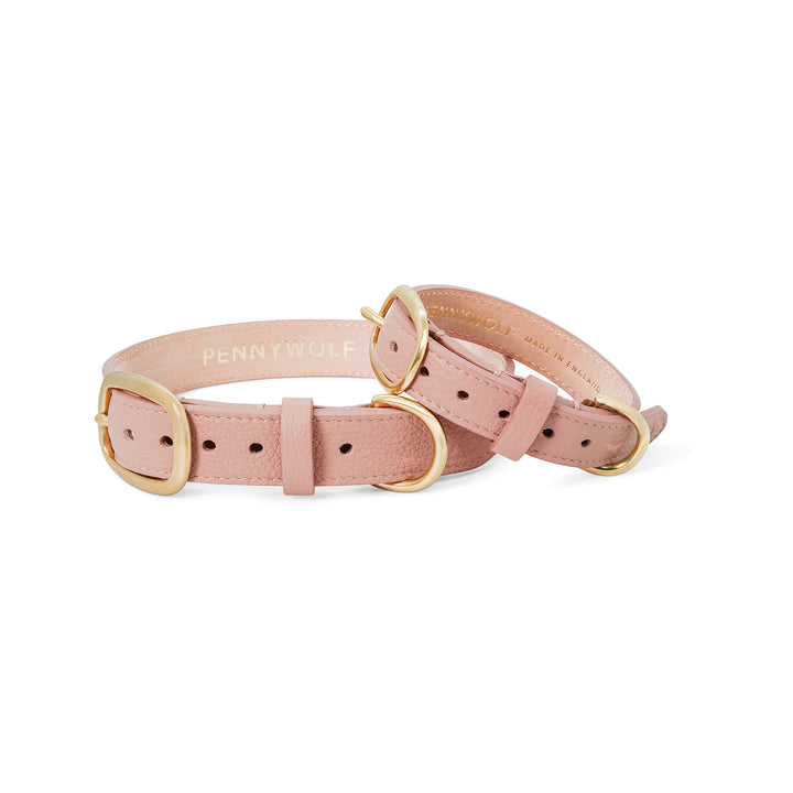 Pink Leather Dog Collara