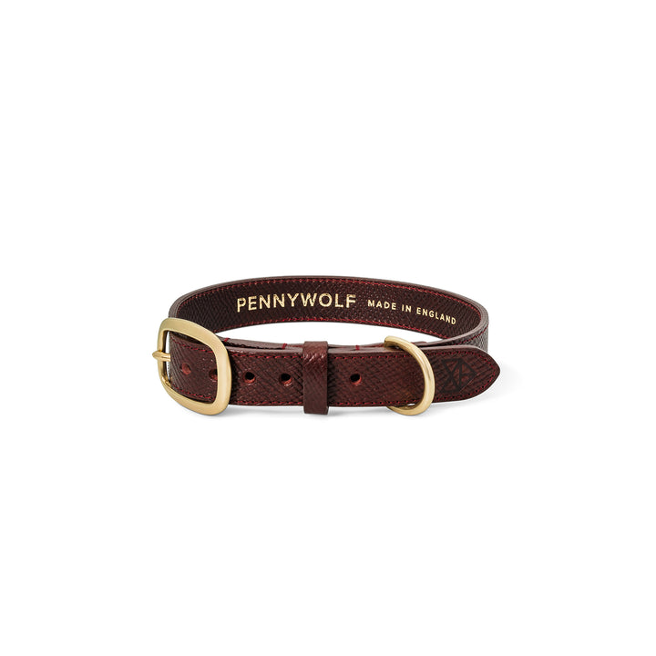 Burgundy Leather Dog Collar