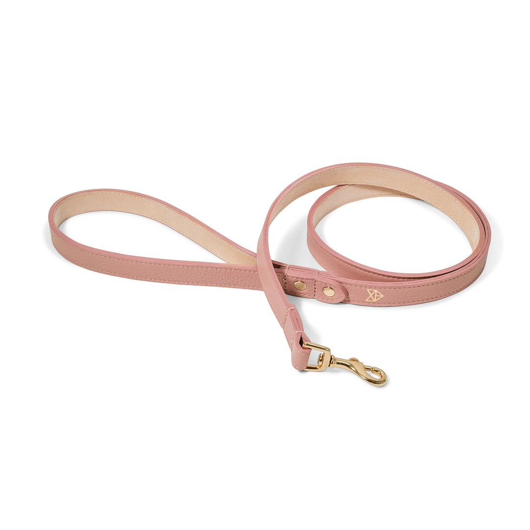 Pink Leather Dog Lead